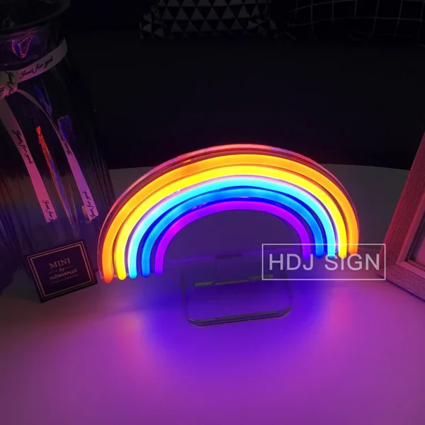 Rainbow Neon LED Light Sign USB Charging Wall Decor Children Kindergarten Bedroom Desk Decoration Night Lights Table Lamps - Image 2