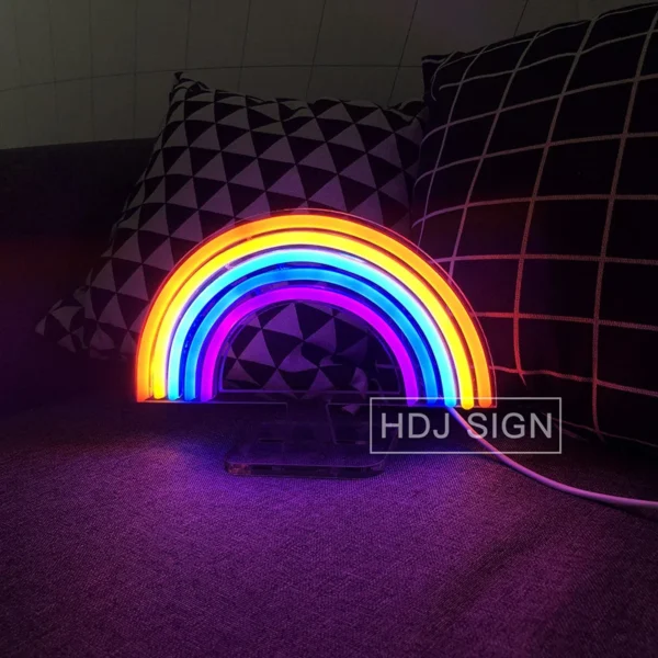 Rainbow Neon LED Light Sign USB Charging Wall Decor Children Kindergarten Bedroom Desk Decoration Night Lights Table Lamps - Image 5