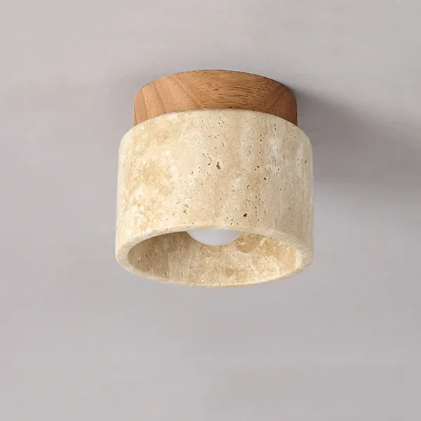 Wabi Sabi Yellow Stone Ceiling Light Lobby Entrance Corridor Balcony Aisle Hotel Flush Mounted Travertine Decorative Lamp - Image 4