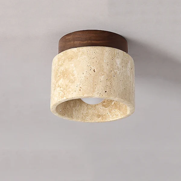 Wabi Sabi Yellow Stone Ceiling Light Lobby Entrance Corridor Balcony Aisle Hotel Flush Mounted Travertine Decorative Lamp - Image 3